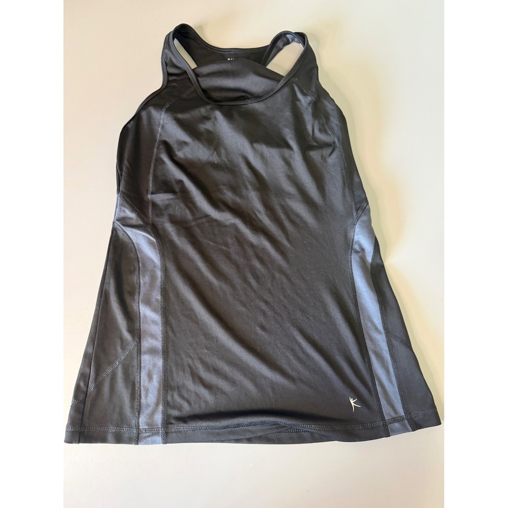 Danskin Now Womens Black Racerback Tank Top Built-in Shelf Bra Dri-More DNL35050